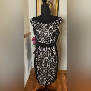 JAX black lace and nude dress, size 6